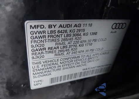 2019 Audi Q7 45 Premium/45 Se Premium из США, поврежденный, VIN WA1LHAF78KD019014